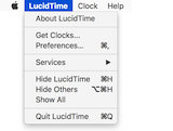 The LucidTime menu.